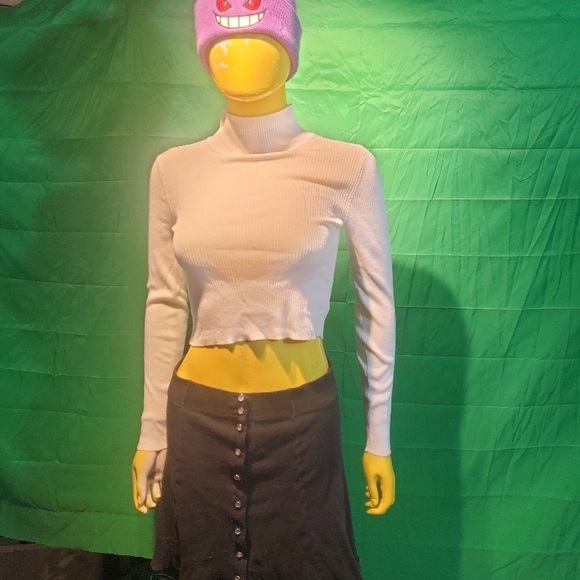 Le Chateau Small Skirt Button Downs Vintage Black Gray - Picture 5 of 6